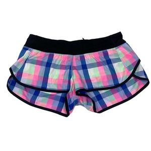 Lululemon Groovy Run Short 2-way Stretch Pop Plaid Multi Black Lined Sz 8 Rare